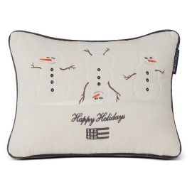 Lexington Snowmen Embroidered Cotton Velvet Kissen