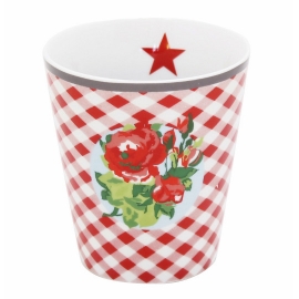 Krasilnikoff Becher Happy Mugs "Red Check/Flower"