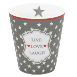 Krasilnikoff Becher Happy Mugs "Live, Love, Laugh" charcoal